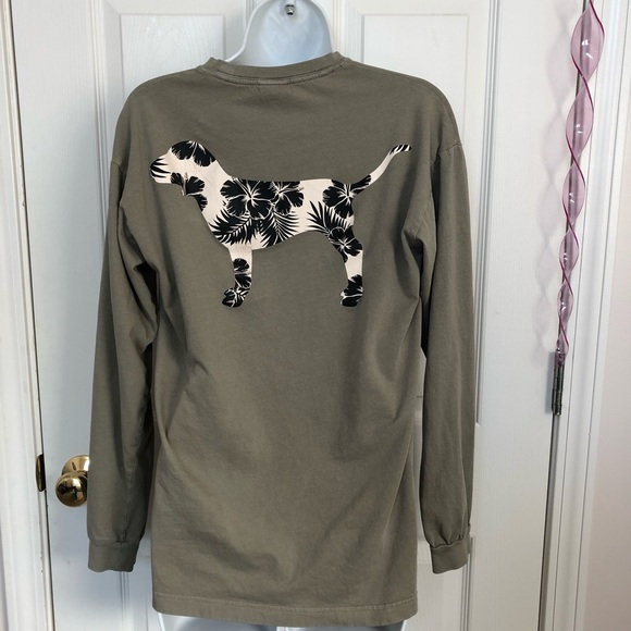 PINK Victoria's Secret Tops - VS PINK Army Green Long Sleeve Shirt- Size XS